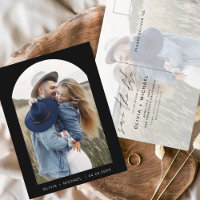 Two Photo Black White Save the Date Postcard