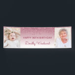 Two Photo Burgundy Dripping Glitter 90th Birthday Banner<br><div class="desc">Welcome guests with this chic, glamourous 90th birthday party photo banner, featuring a sparkly burgundy faux glitter drip border and burgundy ombre background. Easily replace the two sample images with photos of the guest of honour. Personalise it with her name in burgundy handwriting script beneath the words "Happy 90th Birthday"...</div>