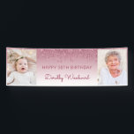 Two Photo Burgundy Dripping Glitter 90th Birthday Banner<br><div class="desc">Welcome guests with this chic, glamourous 90th birthday party photo banner, featuring a sparkly burgundy faux glitter drip border and burgundy ombre background. Easily replace the two sample images with photos of the guest of honour. Personalise it with her name in burgundy handwriting script beneath the words "Happy 90th Birthday"...</div>
