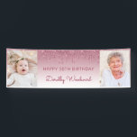 Two Photo Burgundy Dripping Glitter 90th Birthday Banner<br><div class="desc">Welcome guests with this chic, glamourous 90th birthday party photo banner, featuring a sparkly burgundy faux glitter drip border and burgundy ombre background. Easily replace the two sample images with photos of the guest of honour. Personalise it with her name in burgundy handwriting script beneath the words "Happy 90th Birthday"...</div>