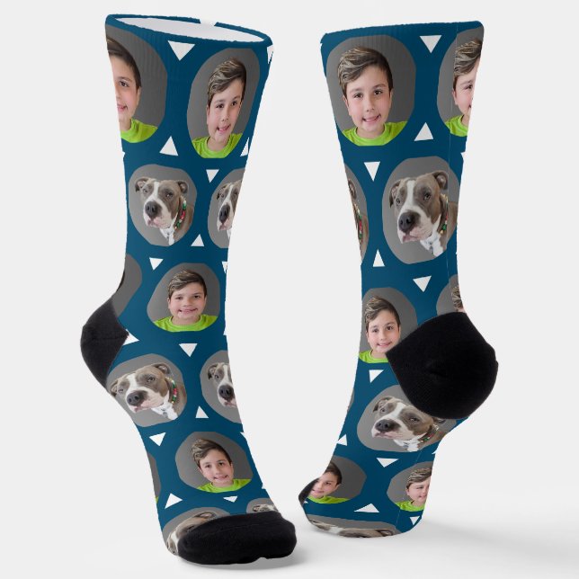 Two Photo Child or Pet Photo Custom Socks (Angled)