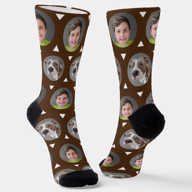 Two Photo Child or Pet Photo Custom Socks (Angled)