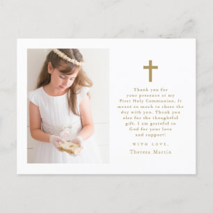 Two Photo Cross First Communion Thank You Postcard