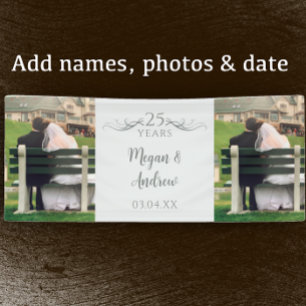 Two Photo Custom Script 25th Wedding Anniversary Banner