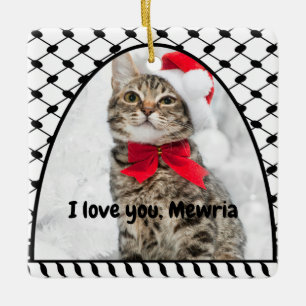 Two Photo Custom Text Keffiyeh Free Palestine Ceramic Ornament