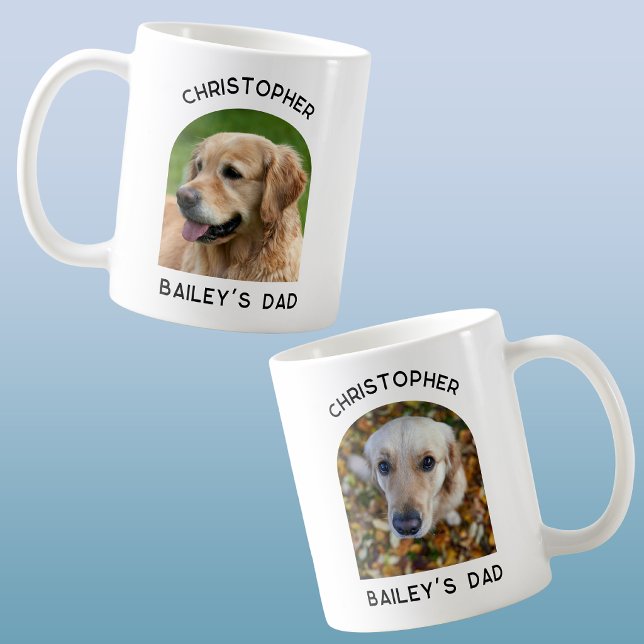 Two Photo Dog Pet Dad Personalised Coffee Mug (Two photo dog pet dad coffee mug)