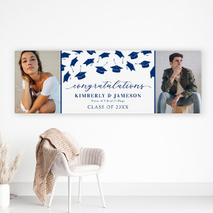 Two Photo Double Graduation Banner