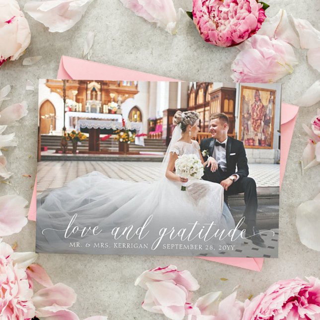 Two Photo Elegant White Script Wedding Thank You (Creator Uploaded)