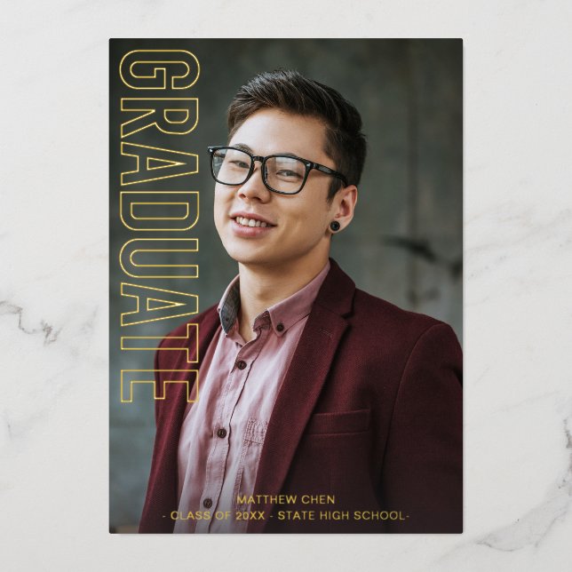 Two Photo Fun Type 2 Foil Graduate Announcement (Front)