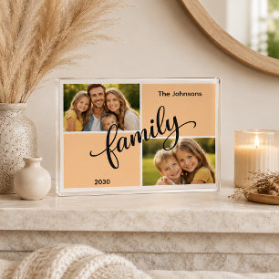 Two Photo Gallery Orange Personalised Family Block