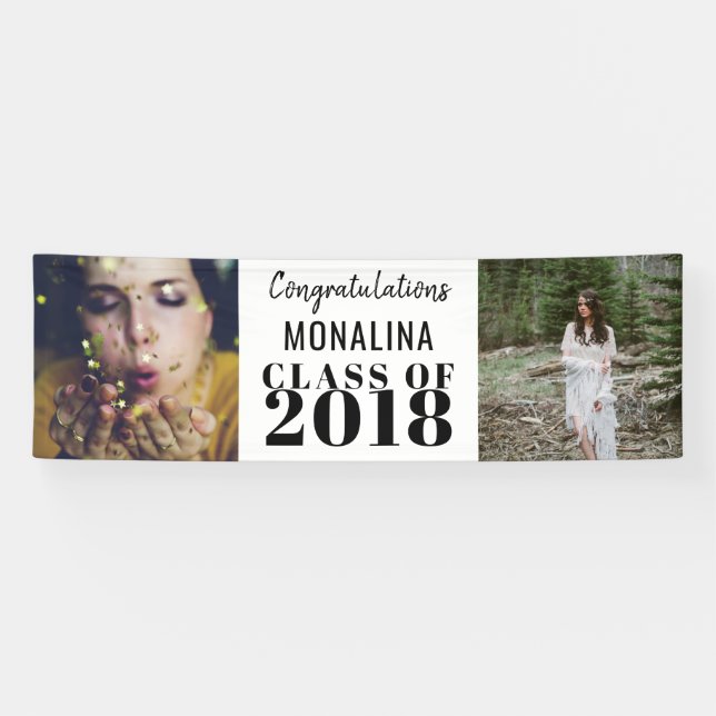 Two Photo Graduate Bold Congratulations Banner (Horizontal)