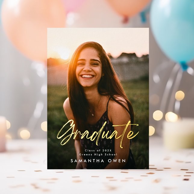 Two Photo Graduate Party Gold Brush Custom (Creator Uploaded)