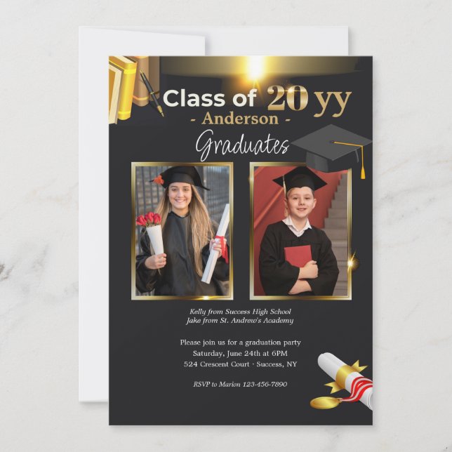Two Photo Graduation Party Invitation (Front)