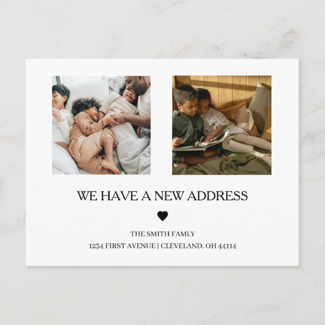 Two Photo Handwritten Text | Elegent Announcement  Postcard (Front)