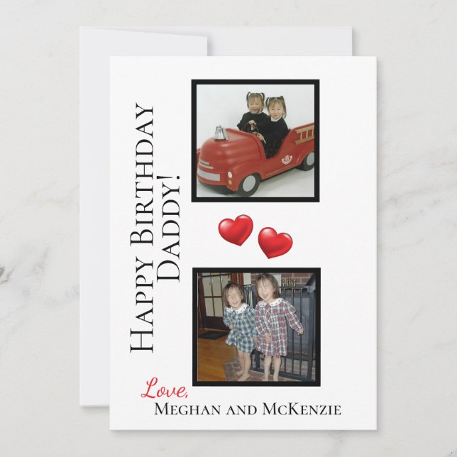 Two Photo Happy Birthday Daddy Personalised Card (Front)