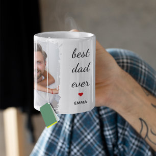 Two Photo Images l Best Dad Ever Cute Red Heart Mug
