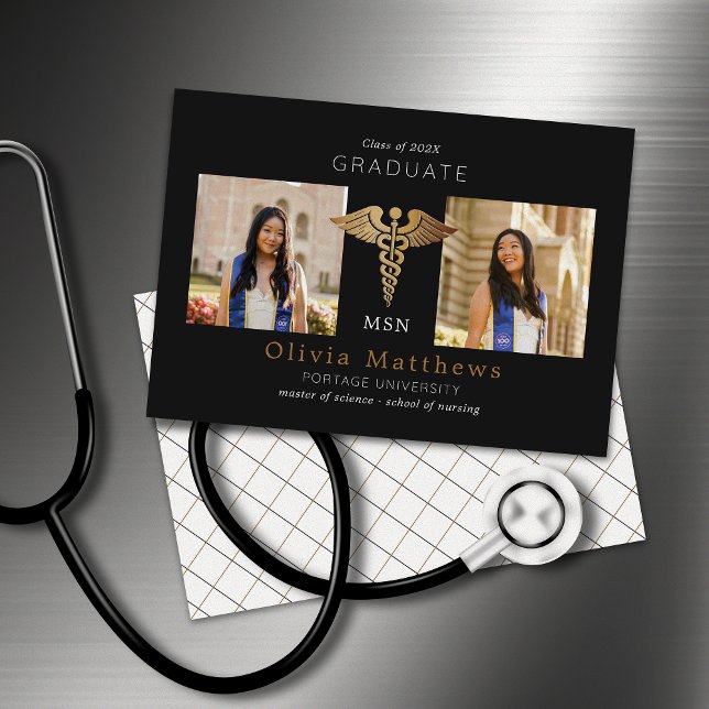 Two Photo Nursing MSN Black Gold Insignia (Creator Uploaded)