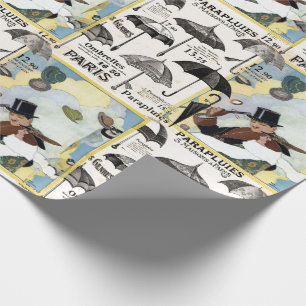 Two Photo Pattern Vintage Umbrellas Mens Hats Wrapping Paper