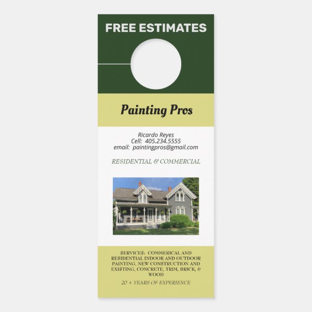 Two Photo Residential & Commercial Painting II Door Hanger (Front)