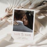 Two Photo | Rose Gold Save The Date Foil Card<br><div class="desc">This simple and elegant rose gold foil wedding save the date card features your personal photo on the front,  with a mix of modern handwritten script and bold serif text in rose gold. There is room for an additional photo on the back,  and any further wedding details.</div>