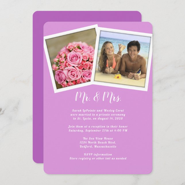 Two Photo Template Mr Mrs Marriage Announcement (Front/Back)