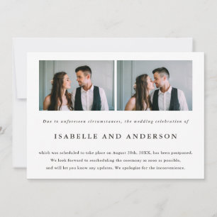 Two Photo Wedding Postponement Announcement