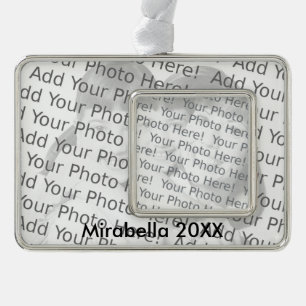 Two Photos and Text Silver Plated Framed Ornament