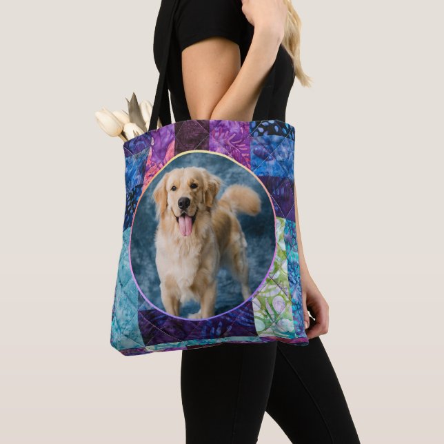 TWO PHOTOS Custom Cosy Quilt Pattern Tote Bag (Close Up)