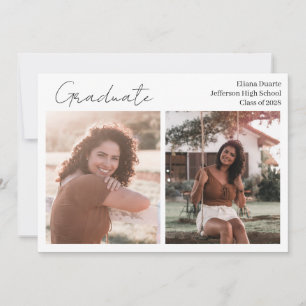Two Photos Graduation Announcement Card