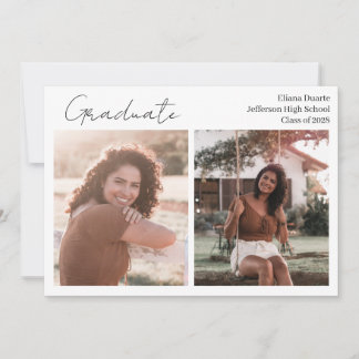 Two Photos Graduation Announcement Card