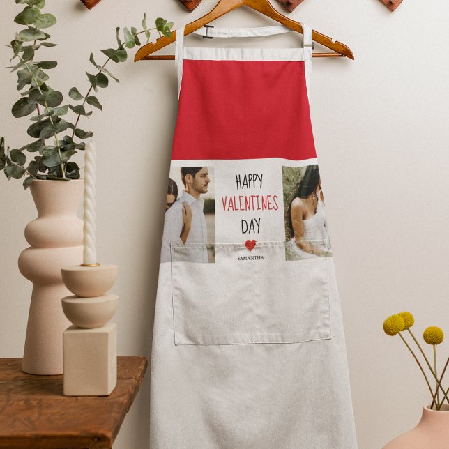 Two Photos | Happy Valentines Day | Couple Gift Apron (Creator Uploaded)