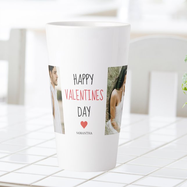 Two Photos | Happy Valentines Day | Couple Gift Latte Mug (Creator Uploaded)
