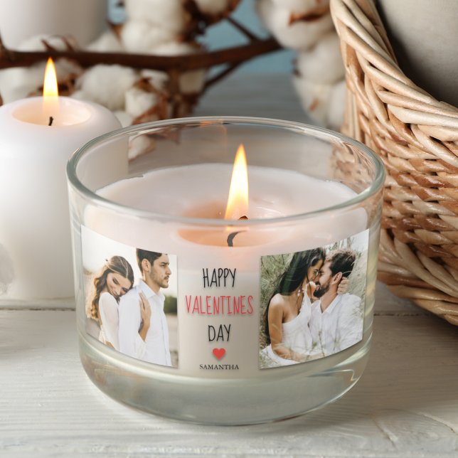 Two Photos | Happy Valentines Day | Couple Gift Rectangular Sticker (Creator Uploaded)