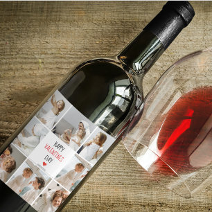 Two Photos   Happy Valentines Day   Couple Gift Wine Label