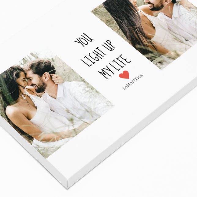 Two Photos | Happy Valentines Day | Romantic Quote Canvas Print (Creator Uploaded)
