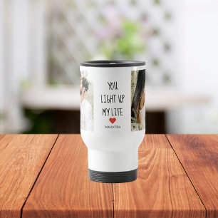 Two Photos   Happy Valentines Day   Romantic Quote Travel Mug