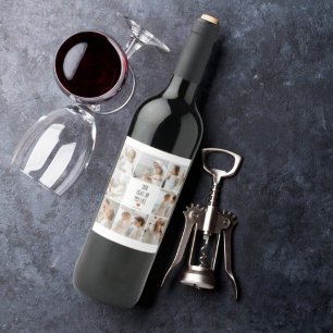 Two Photos   Happy Valentines Day   Romantic Quote Wine Label