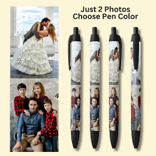 Two Photos on Black Black Ink Pen