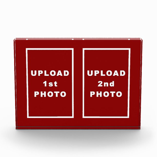 Two Photos on Red Rectangle Photo Block (Front)
