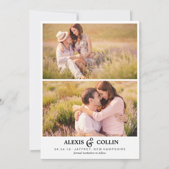 Two Photos Simple Save the Date Card (Front)