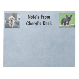 Two Pictures of my dog on Blue Notepad
