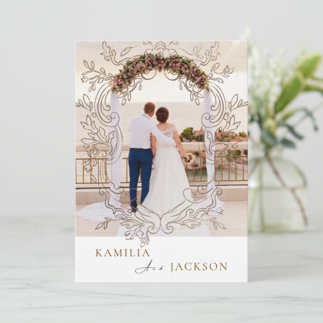 Two-Piece Modern Minimalist Folded Wedding  Invitation (Standing Front)