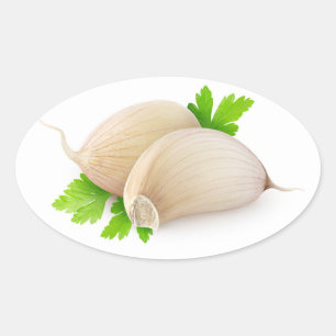 Two pieces of garlic oval sticker
