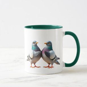 Two pigeons talking. mug