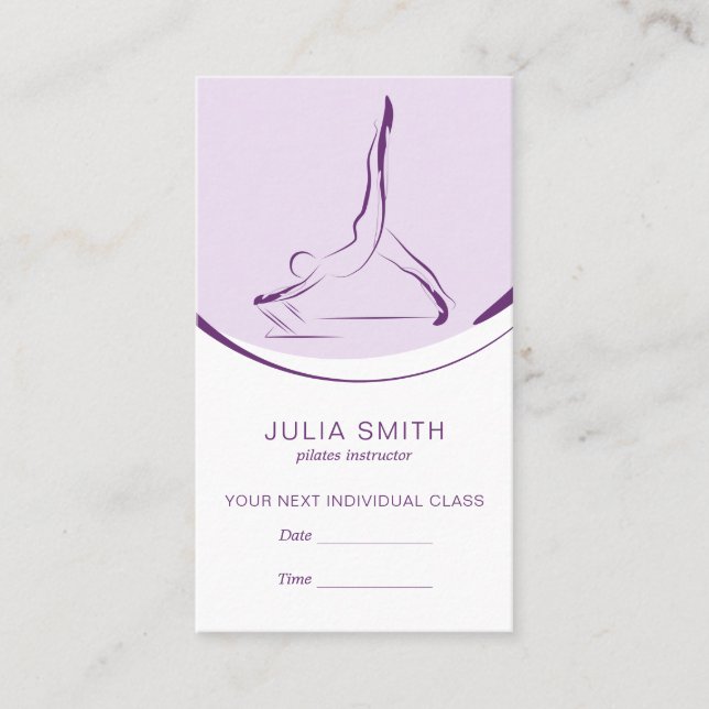 Two Pilates Poses on the Reformer | Colour Business Card (Front)