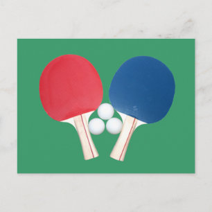Two Ping Pong Paddles with Ping Pong Balls Postcard