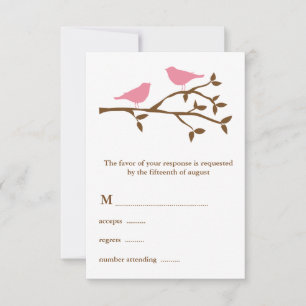 Two Pink Birds Wedding RSVP Card