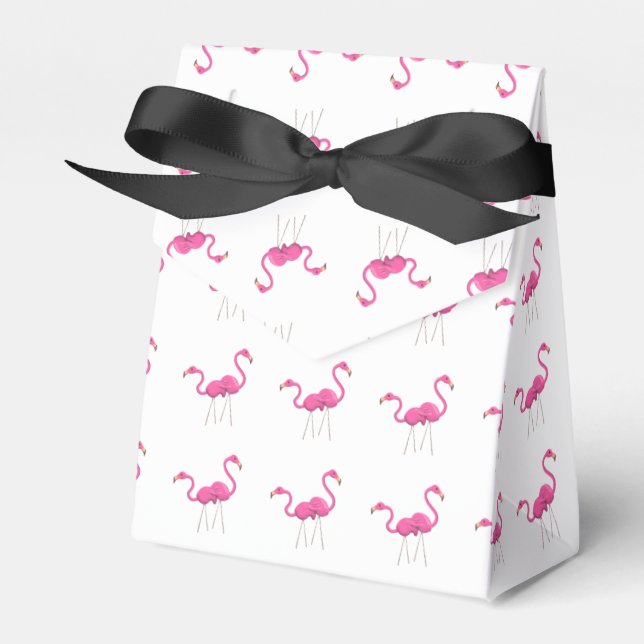 Two Pink Flamingos standing together Favour Box (Front Side)