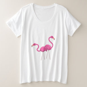 Two Pink Flamingos standing together Plus Size T-Shirt