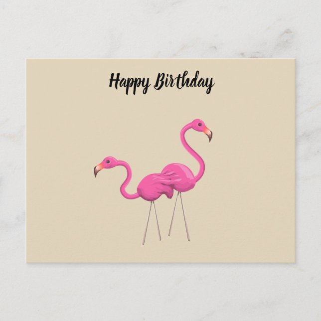 Two Pink Flamingos standing together Postcard (Front)